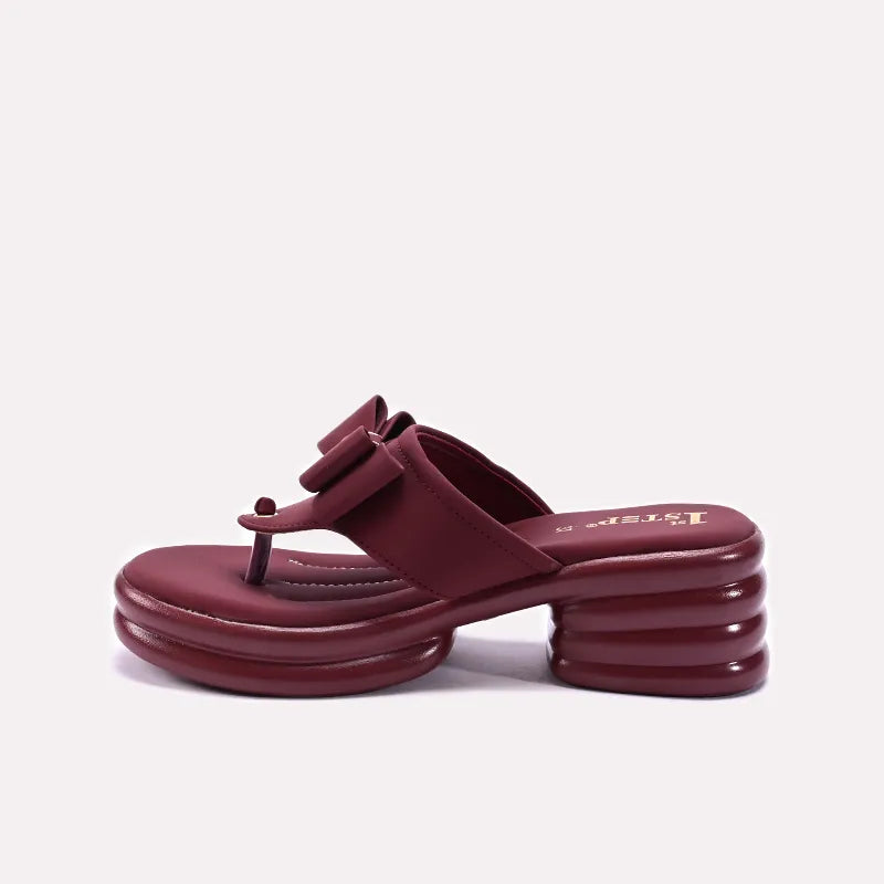 Maroon Chunky Casual Slippers for Women 0413181