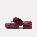 Maroon Chunky Casual Slippers for Women 0413181