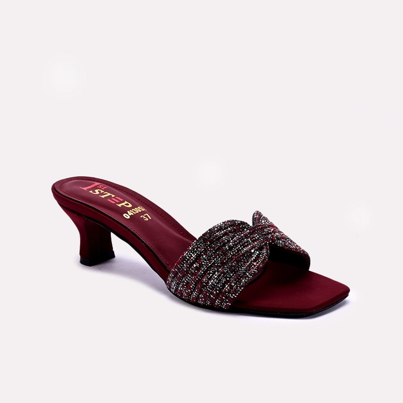 Maroon Fancy Heel Slippers