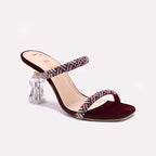 Maroon Fancy Heel Slippers 0413156