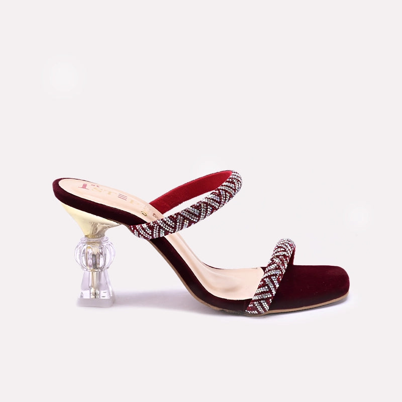 Maroon Fancy Heel Slippers 0413156