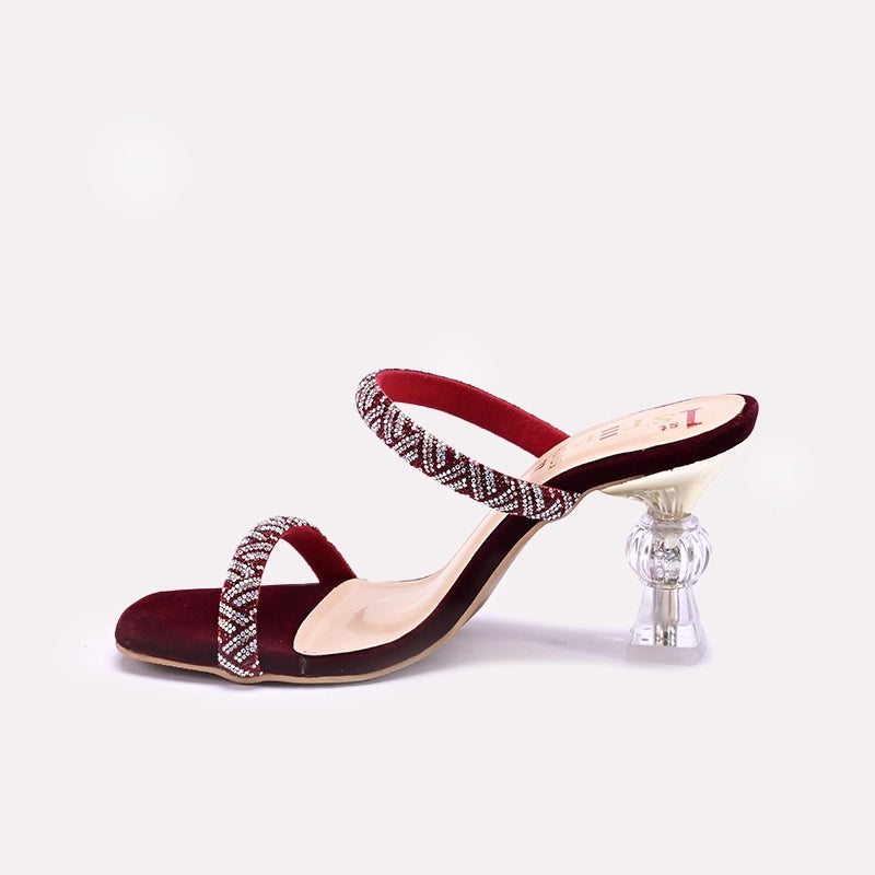 Maroon Fancy Heel Slippers 0413156