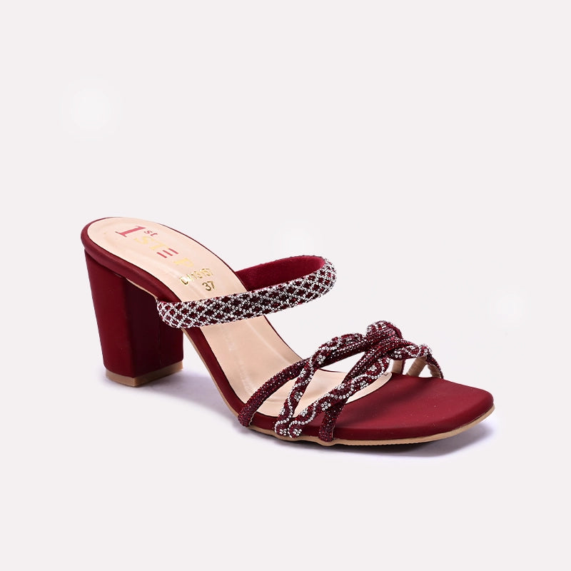 Maroon Fancy Heel Slippers 0413157