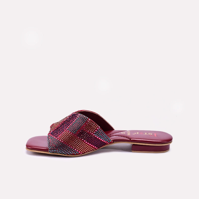 Maroon Fancy Slippers for Women