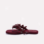 Womens Maroon Fancy Slippers