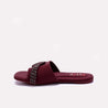 Maroon Flat Fancy Slippers for Women