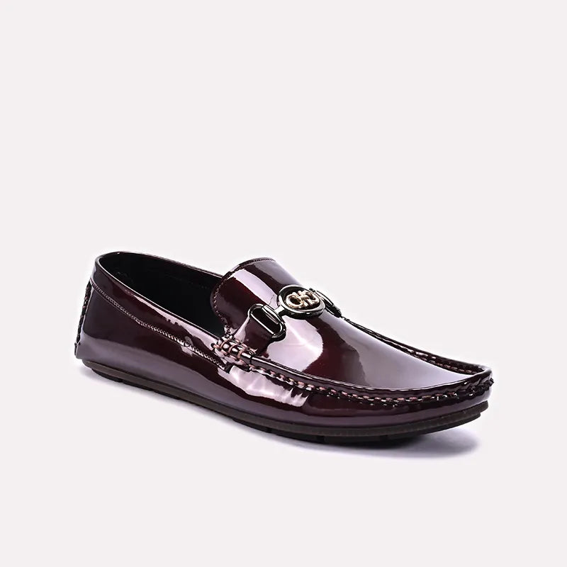 Maroon Glossy Loafers