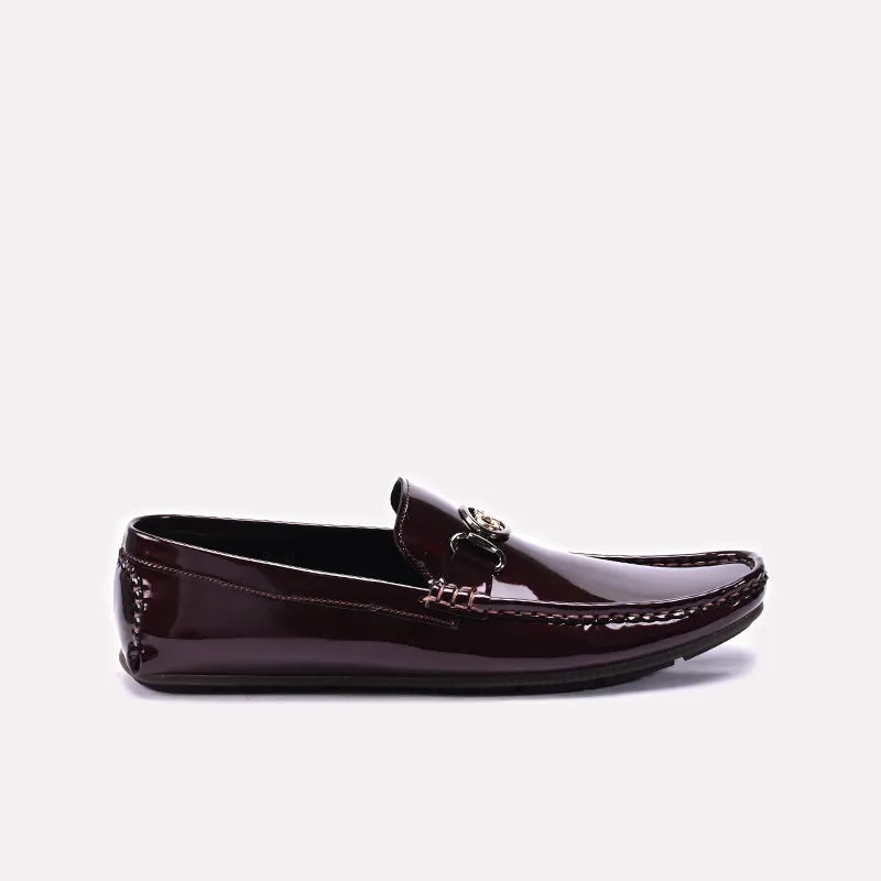 Mens Maroon Glossy Loafers