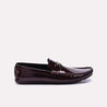 Mens Maroon Glossy Loafers