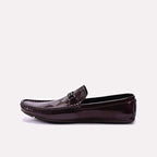 Maroon Glossy Pleaded Loafers for Men