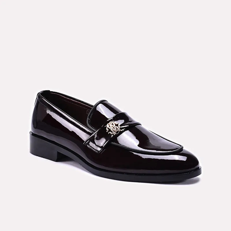 Maroon Glossy Slip On Formal Shoes