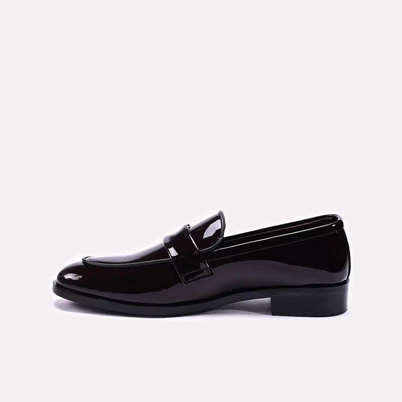 Maroon Glossy Slip On Formal Shoes for Men