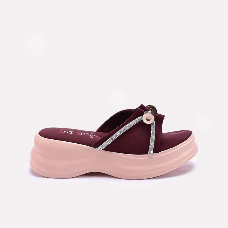 Maroon Platform Fancy Slippers 0413162