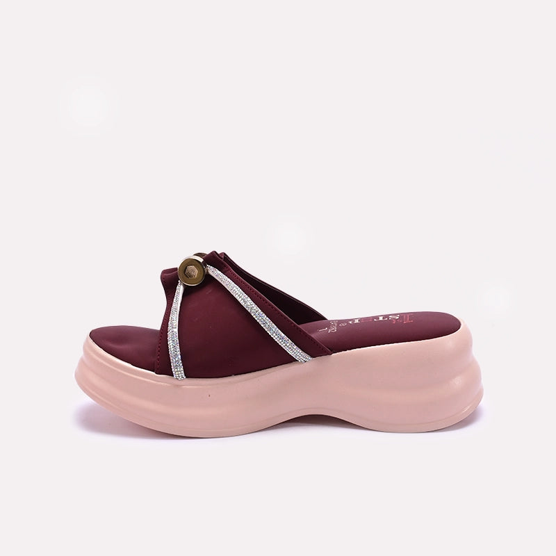 Maroon Platform Fancy Slippers 0413162
