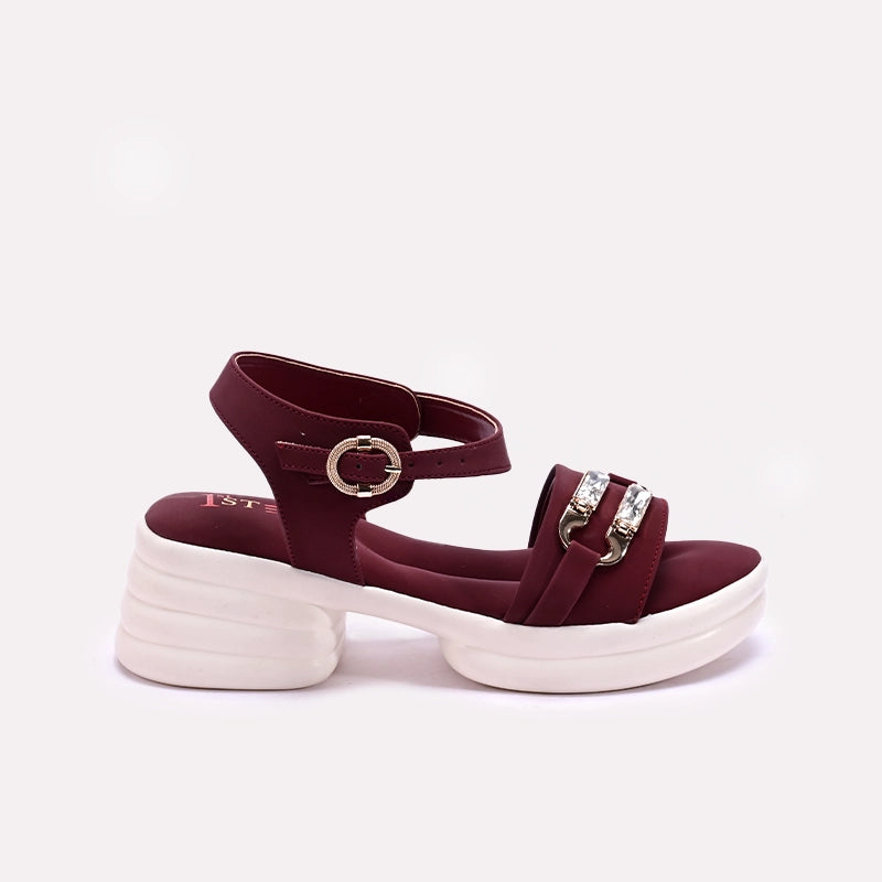 Womens Maroon Platform Sandals