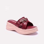 Maroon Platform Slippers