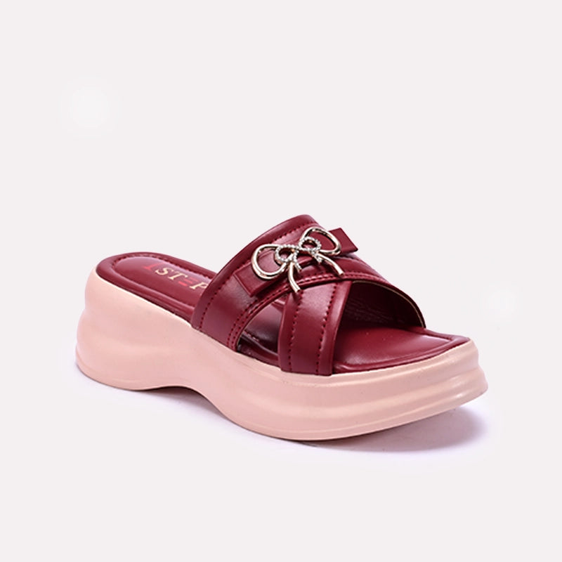Maroon Platform Slippers