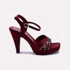 Maroon Pointed Heel Fancy Sandals 0421453