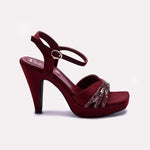 Maroon Pointed Heel Fancy Sandals 0421453