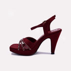 Maroon Pointed Heel Fancy Sandals 0421453