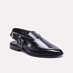 Glossy Black Peshawari Chappal