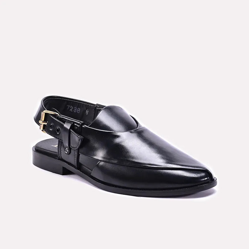 Glossy Black Peshawari Chappal