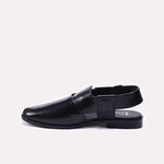 Glossy Black Peshawari Chappal for Men