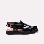 Mens Glossy Black Peshawari Chappal