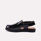 Glossy Black Peshawari Chappal for Men