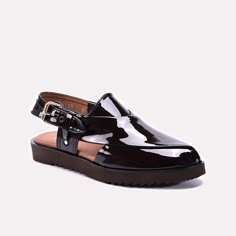 Mens Glossy Maroon Peshawari Chappal 0141099