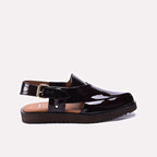 Mens Glossy Maroon Peshawari Chappal 0141099