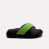 womens soft criss cross green slides slippers