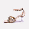 mina gold fancy heel sandals for women