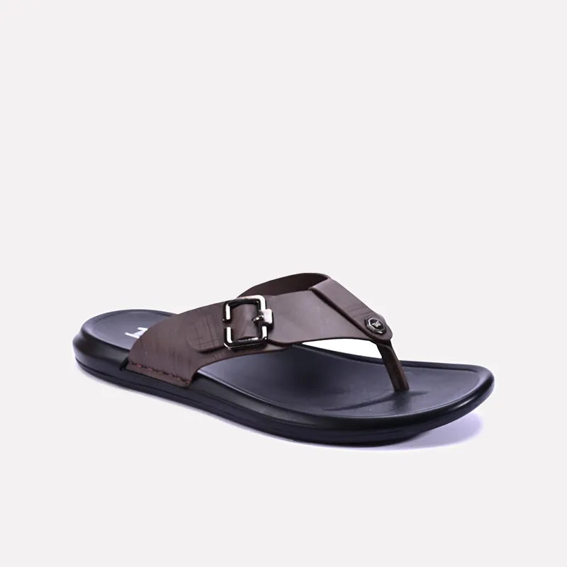 1st Step Soft Sole Sandals For Mens Montgomery Brown Flip Flop