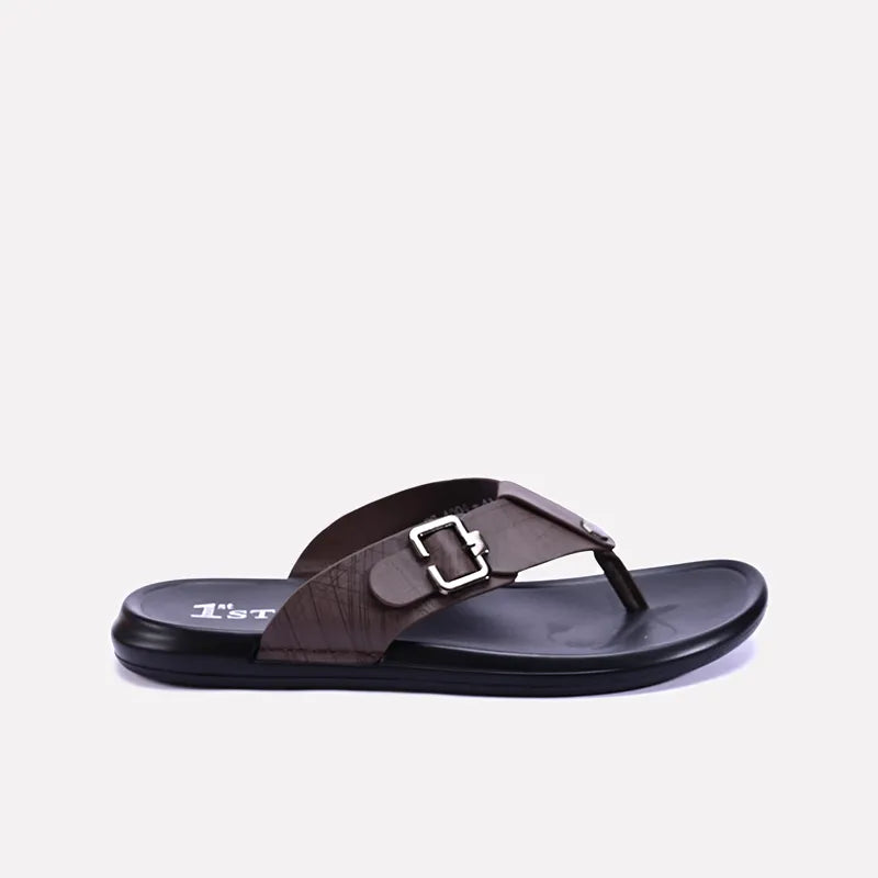 montgomery mens brown flip flop slides