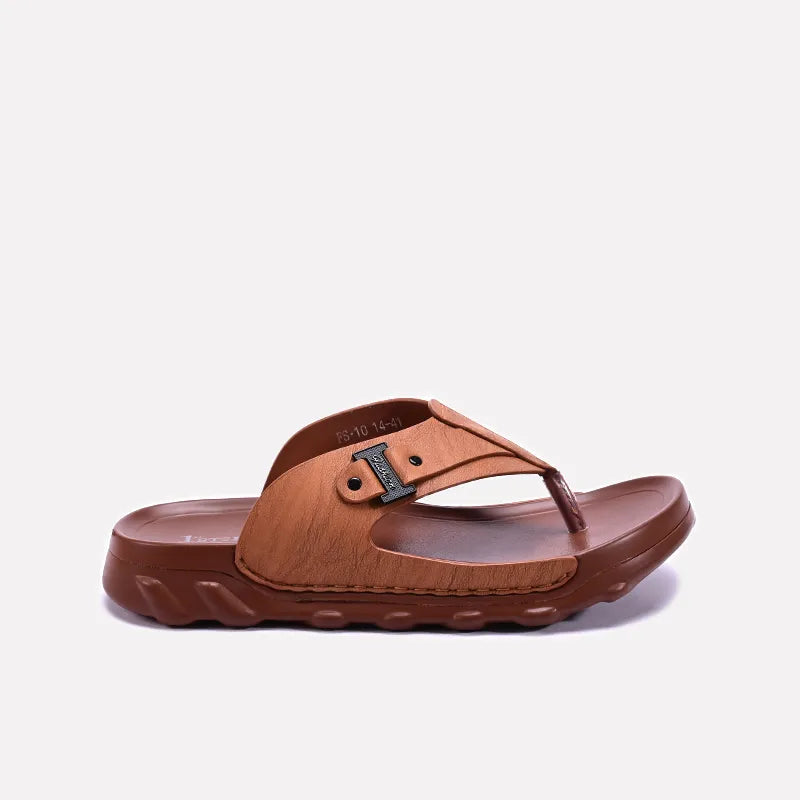 mens mustard comfy flip flops