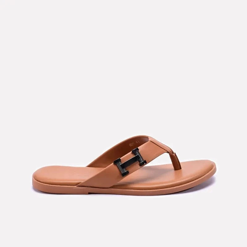 mens mustard hermes flip flops