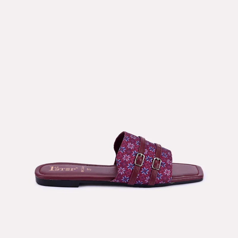 niam women maroon flat slippers