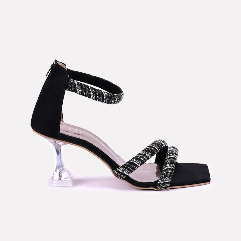 nyla women black fancy heel sandals