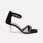 nyla women black fancy heel sandals