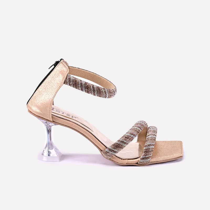 nyla women gold fancy heel sandals