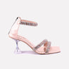 nyla women peach fancy heel sandals