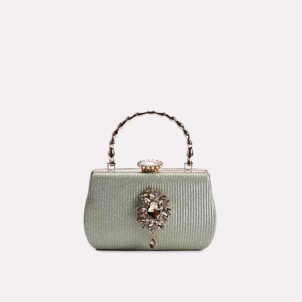 opal green clutch front