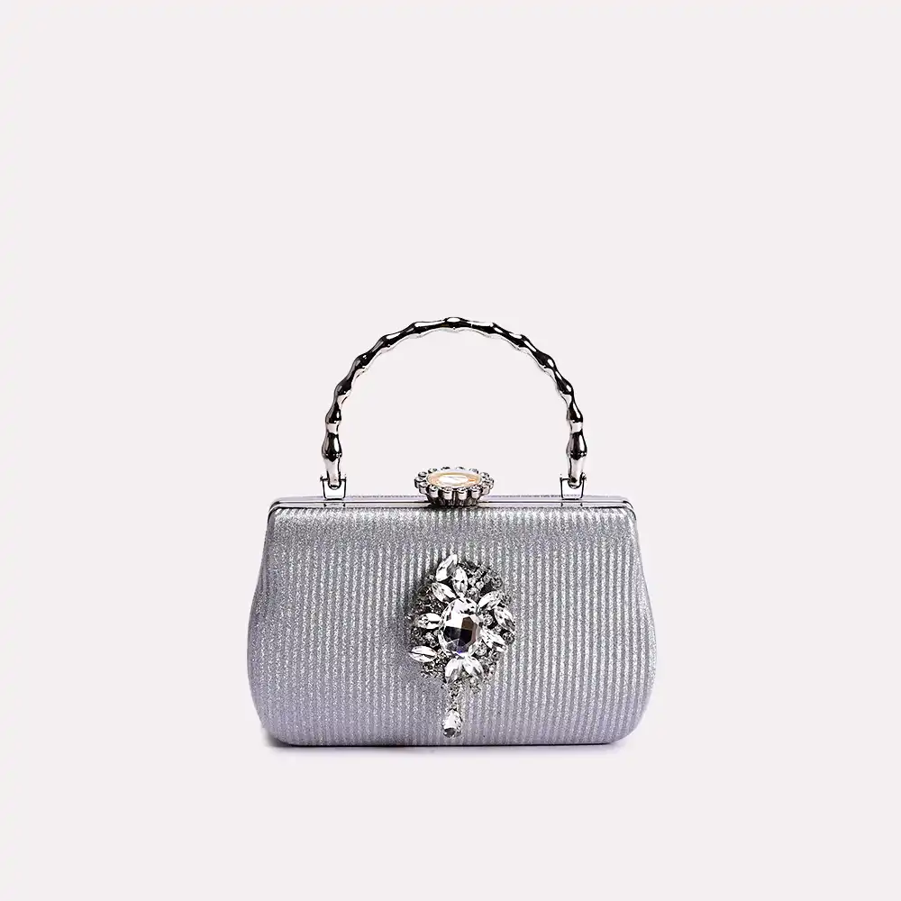 opal silver clutch front