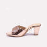 Peach Fancy Heel Slippers for Women