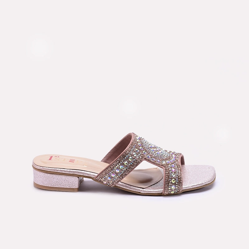 Womens Peach Fancy Slippers