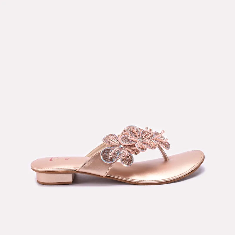 Womens Peach Fancy Slippers