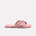 Womens Peach Flat Casual Slippers