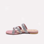 Peach Flat Fancy Slippers for Women