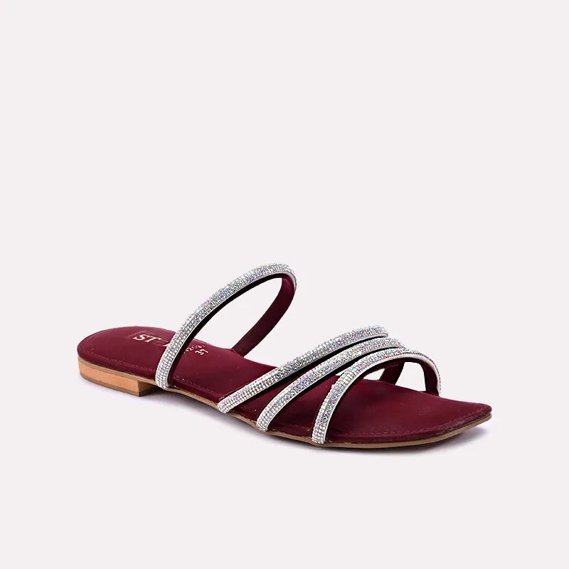 pheline maroon fancy slippers